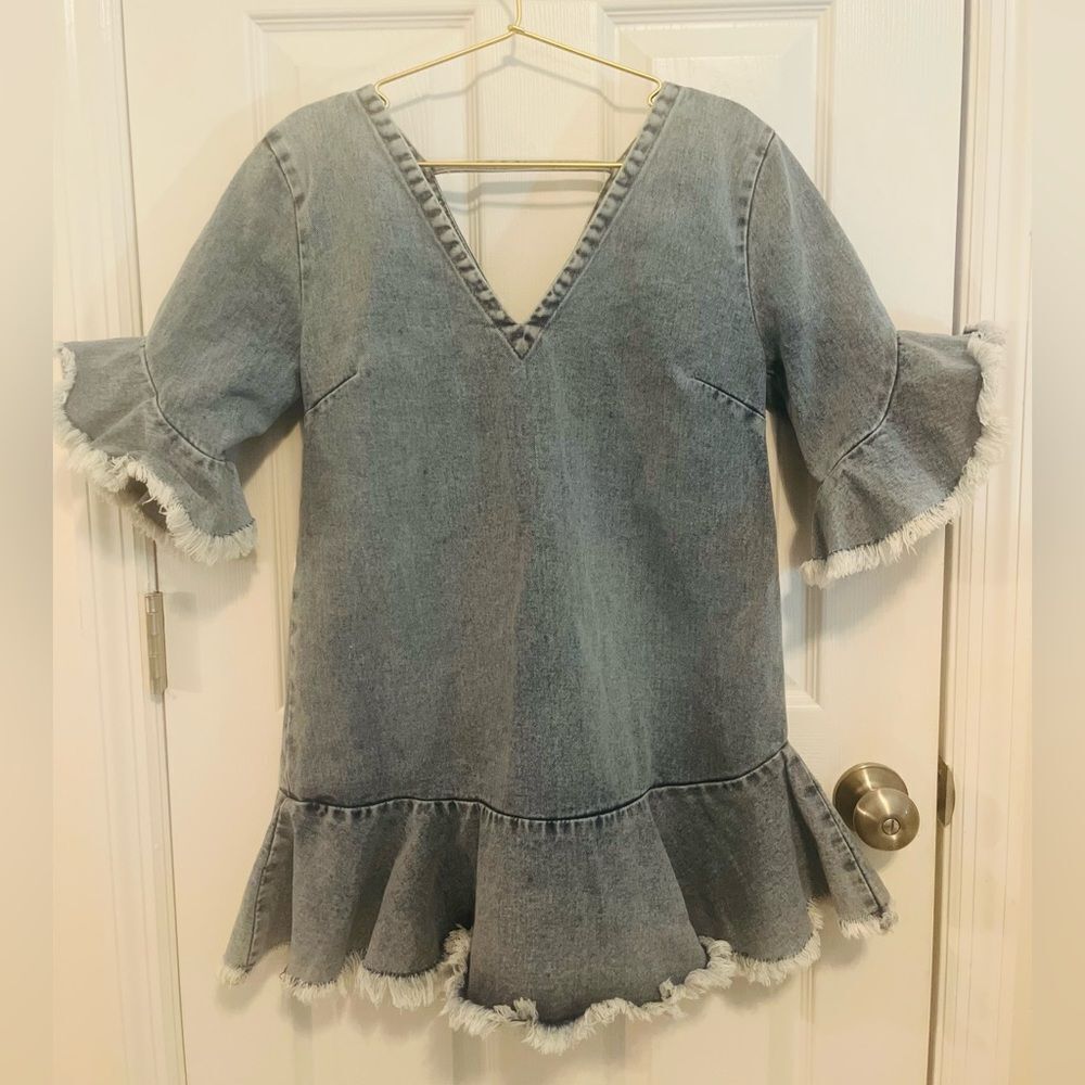 Free People Denim Ruffle Dress - Picture 2 of 10